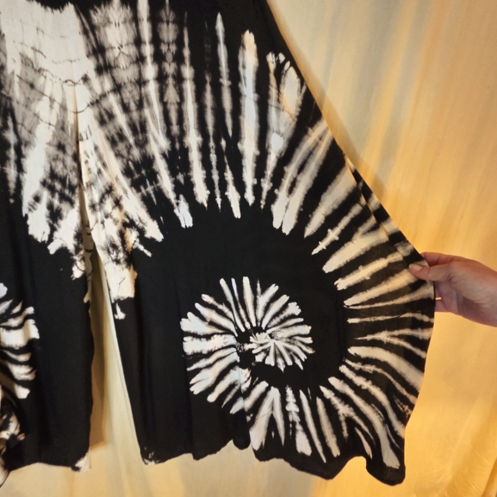 Luxe Wide Leg Tie Dye Flow Pant Universal Swirl 100% Rayon One Size - Picture 7 of 11